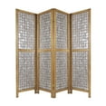thumbnail image 1 of HomeRoots Decor Royal 4 Panel Mango Wood Screen with Capiz Shell Decor, Brown, 1 of 2