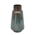 thumbnail image 1 of Rustic Style Metal Vase with Round Top and Flared Body, Large, Bronze and Blue, 1 of 1