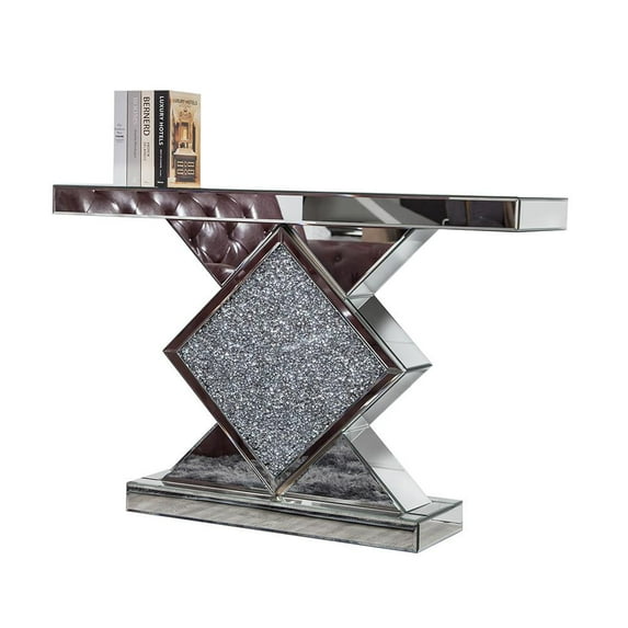 Diamond Silver Mirrored Console Table