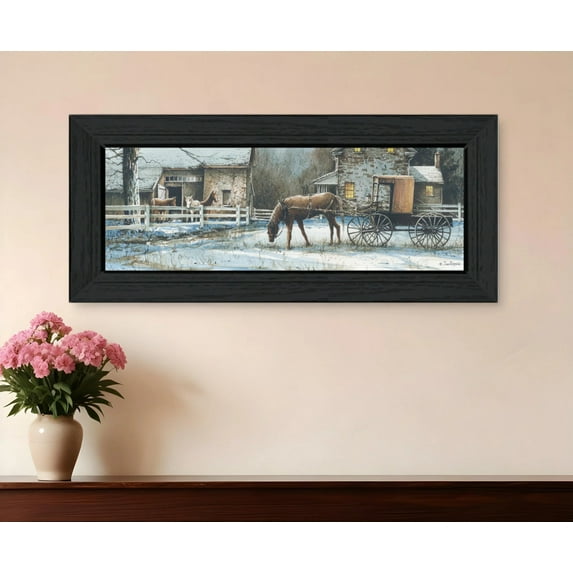 Evening On The Farm Black Framed Print Wall Art