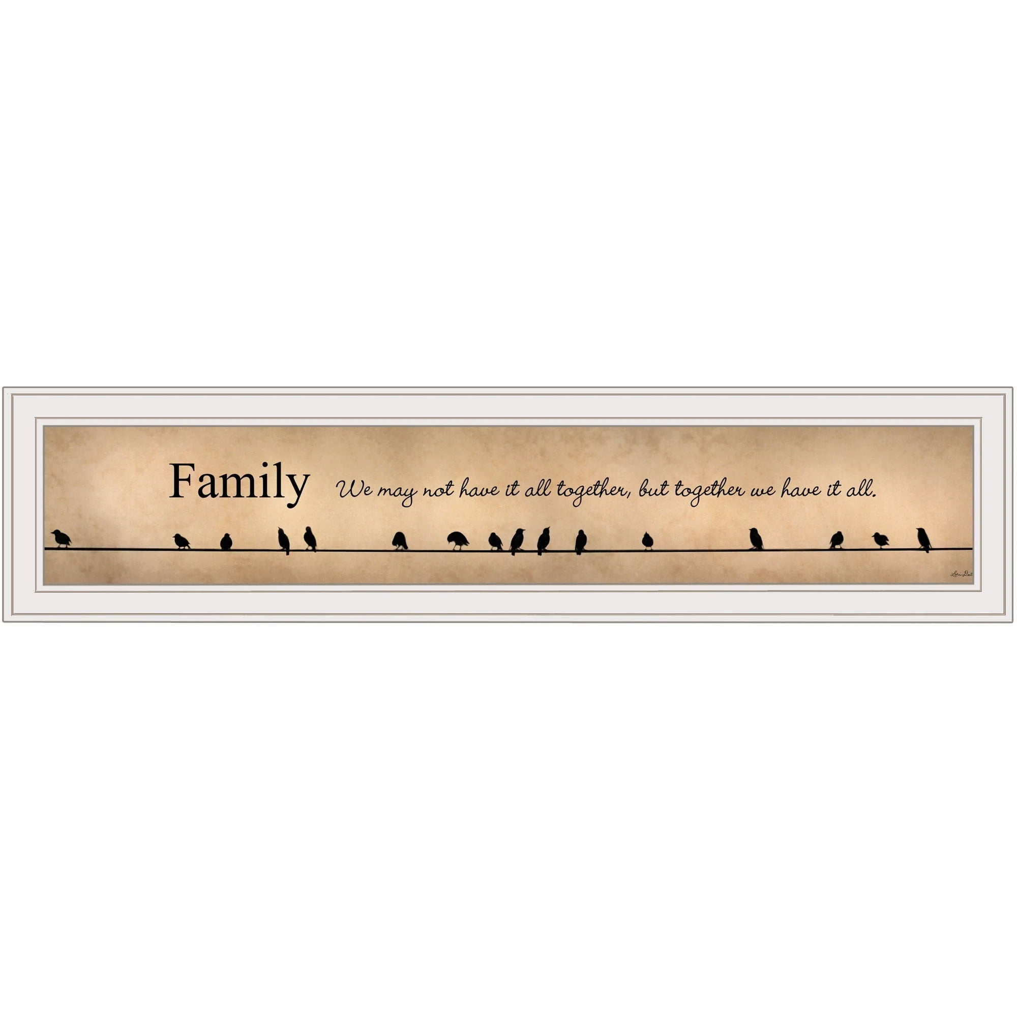 Family Quote Beige and Black Canvas Print with White Frame