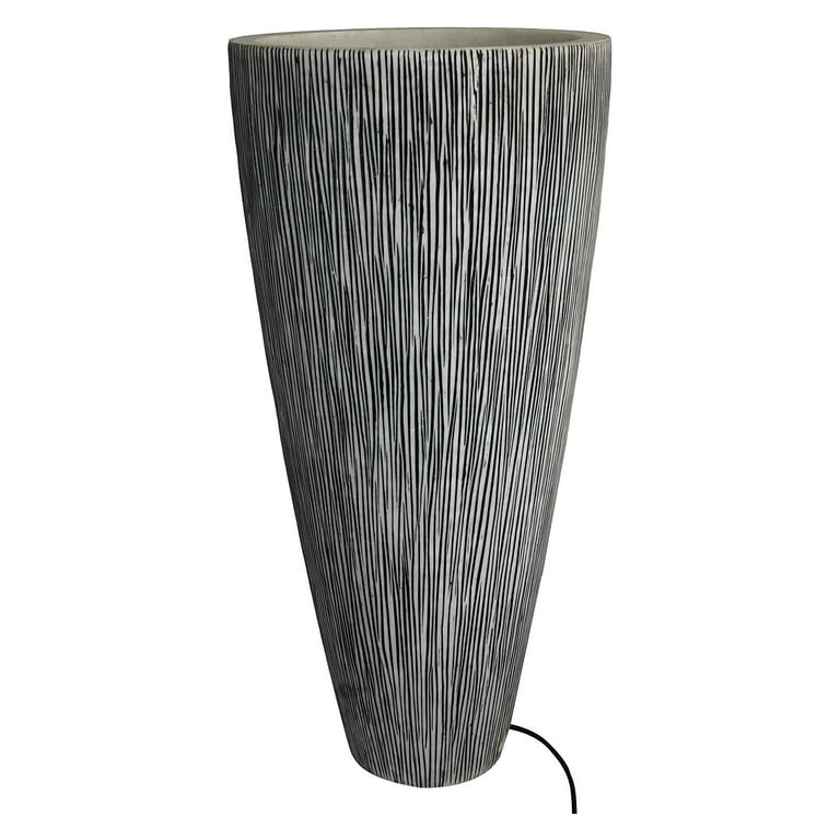 1 X 18 X 39 Gray Sandstone Ribbed Long Conical Planter With Light 1 X 18 X 39 Gray Sandstone Ribbed Long Conical Planter With Light