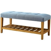 HomeRoots Furniture 18 x 40 x 16 in. Wo Blue & Oak Bench