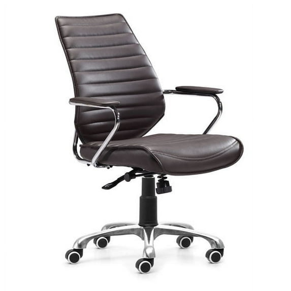 HomeRoots Furniture 248966 37.5-40.5 x 25 x 23.5 in. Leatherette Chromed Steel Low Back Office Chair