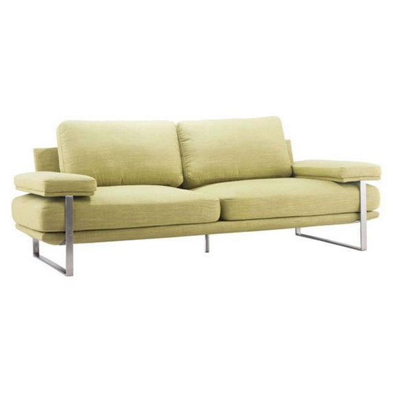 HomeRoots Furniture 249331 33.5 x 86.6 x 37.4 in. Polyblend Brushed Stainless Steel Sofa - Lime