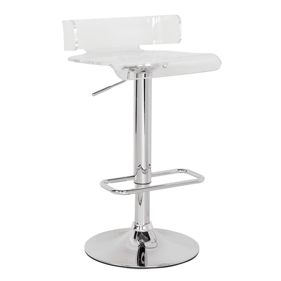 HomeRoots Furniture Adjustable Stool with Swivel - Abs (Acrylic Resin), Meta Clear & Chrome (285445)
