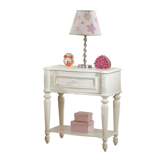 HomeRoots Furniture Dorothy Nightstand with 1 Drawer , Ivory