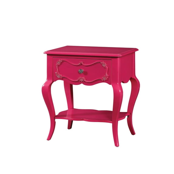 HomeRoots Furniture Nightstand , Magenta - Pine wood Magenta
