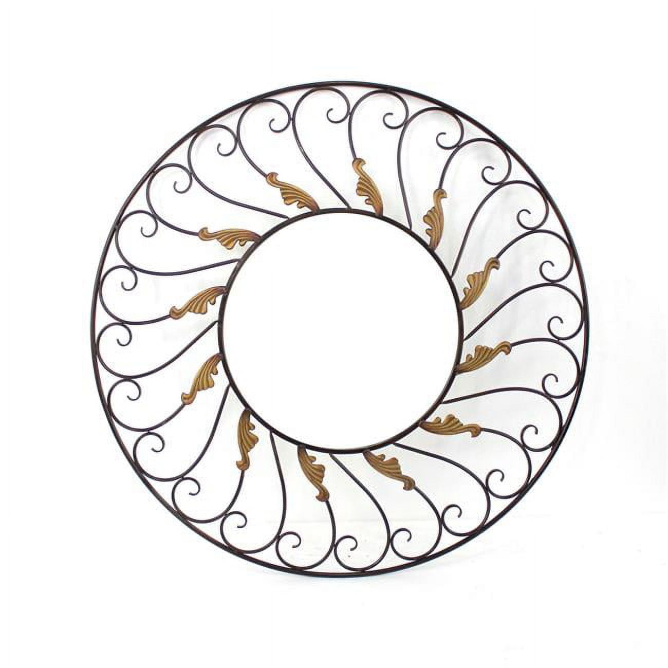 Espresso Bronze Vintage Round Wood Wall Mirror, 37.5"