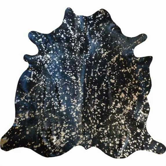 HomeRoots 334434 Gold Devore on Black Brazilian Cowhide Rug