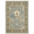 thumbnail image 1 of 2' X 3' Blue Grey Gold Green Pink Orange Ivory And Red Oriental Power Loom Stain Resistant Area Rug With Fringe, 1 of 10