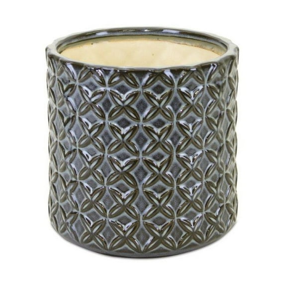 Gray and Brown Set of Two Clay 7.20346 ounce Round Pot Planter