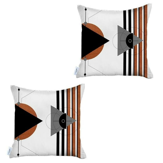 HomeRoots Gray Black White And Red Abstract Zippered Handmade Polyester Throw Pillow