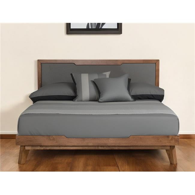 HomeRoots 486193 Gray & Brown Wood & Linen King Size Bed Frame