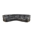 thumbnail image 1 of Gray Leather Match Reclining Curved Six Piece Corner Sectional With Console, 1 of 7