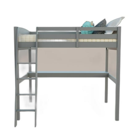 HomeRoots 490206 72 x 74.8 x 80 in. Gray Solid Wood Full Size Double Loft Bed with Desk & Storage