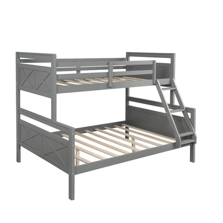 HomeRoots 403893 62 x 79 x 56 in. Bunk Bed - Gray - Twin Over Full