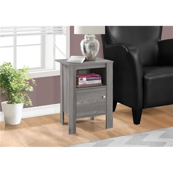 HomeRoots  Grey Night Stand Accent Table with Storage