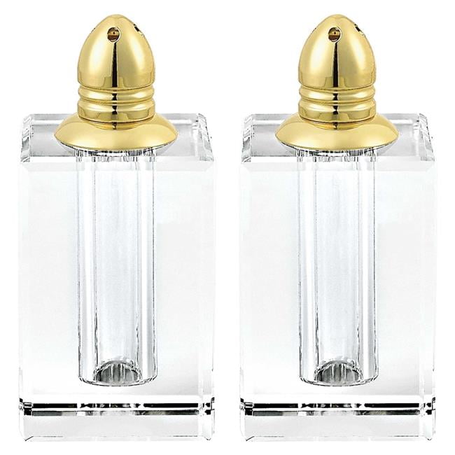 Handcrafted Optical Crystal and Gold Salt & Pepper Shakers