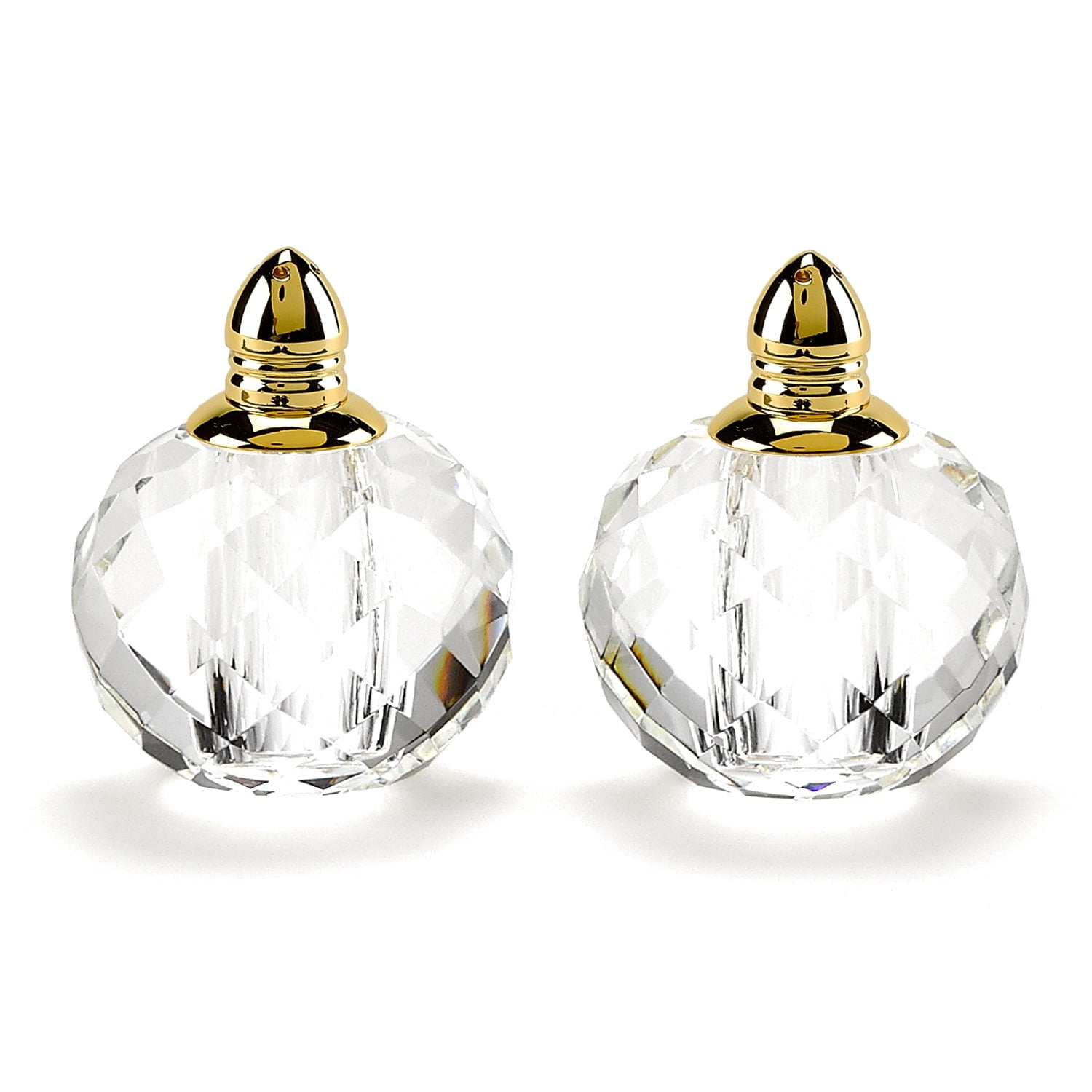 Handcrafted Crystal and Gold Salt and Pepper Shakers
