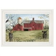 thumbnail image 1 of Rustic Red Barn and Birds White Framed Print Wall Art, 1 of 3