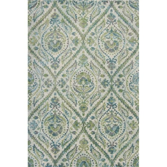 7'10" x 10'10" Polypropelene Ivory/Teal Area Rug