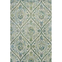 7'10" x 10'10" Polypropelene Ivory/Teal Area Rug
