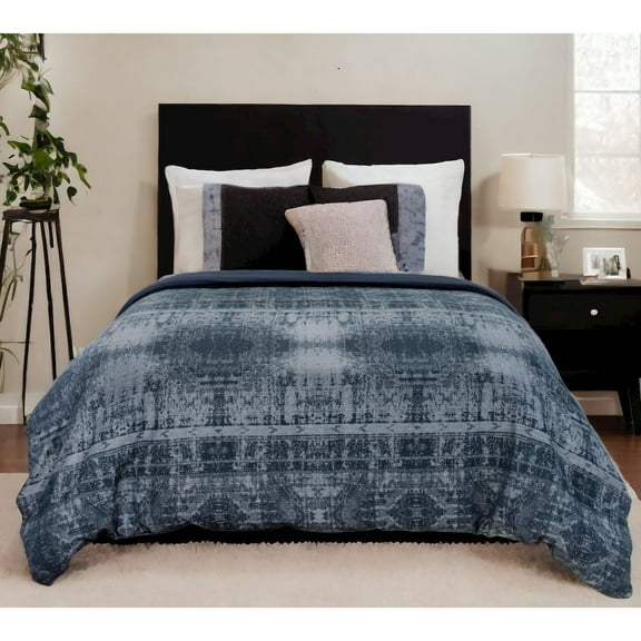 HomeRoots Indigo Queen 100% Cotton 300 Thread Count Washable Duvet Cover