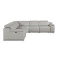 thumbnail image 1 of Light Gray Italian Leather Modular Curved Five Piece Reclining Sectional, 1 of 3