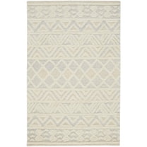 HomeRoots Ivory Blue And Tan Wool Geometric Tufted Handmade Stain Resistant Area Rug