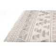 thumbnail image 1 of 8' X 10' Ivory Gray And Blue Wool Geometric Dhurrie Flatweave Handmade Area Rug With Fringe, 1 of 5