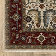 thumbnail image 1 of 8' X 11' Ivory Red Green Grey Blue And Navy Oriental Power Loom Stain Resistant Area Rug With Fringe, 1 of 4