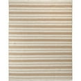 thumbnail image 1 of HomeRoots Ivory Taupe And Brown Striped Dhurrie Hand Woven Stain Resistant Area Rug, 1 of 10