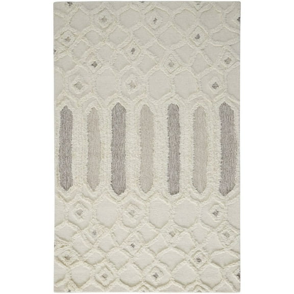 HomeRoots Ivory Taupe And Tan Wool Geometric Tufted Handmade Stain Resistant Area Rug