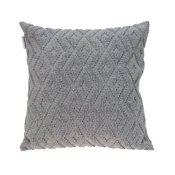 HomeRoots Jacquard Diamond Pattern Decorative Navy Throw Pillow Grey
