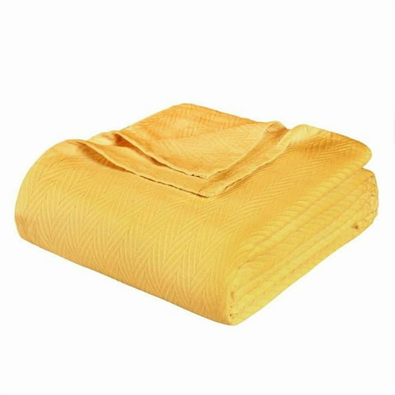 HomeRoots 549247 King Size Gold Cotton Woven Chevron Blanket