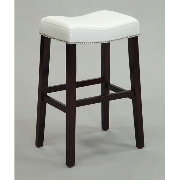 HomeRoots Kitchen 285449 30 x 20 x 15 in. White PU & Espresso Bar Stool - Set of 2