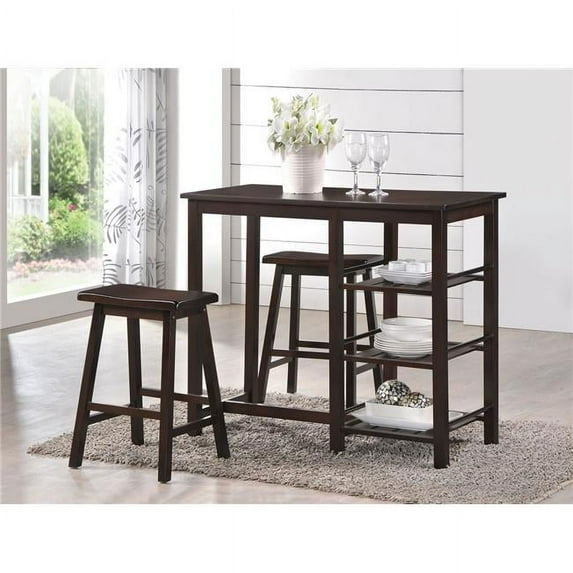 HomeRoots Kitchen 3 Piece Counter Height Set In Walnut - 343831
