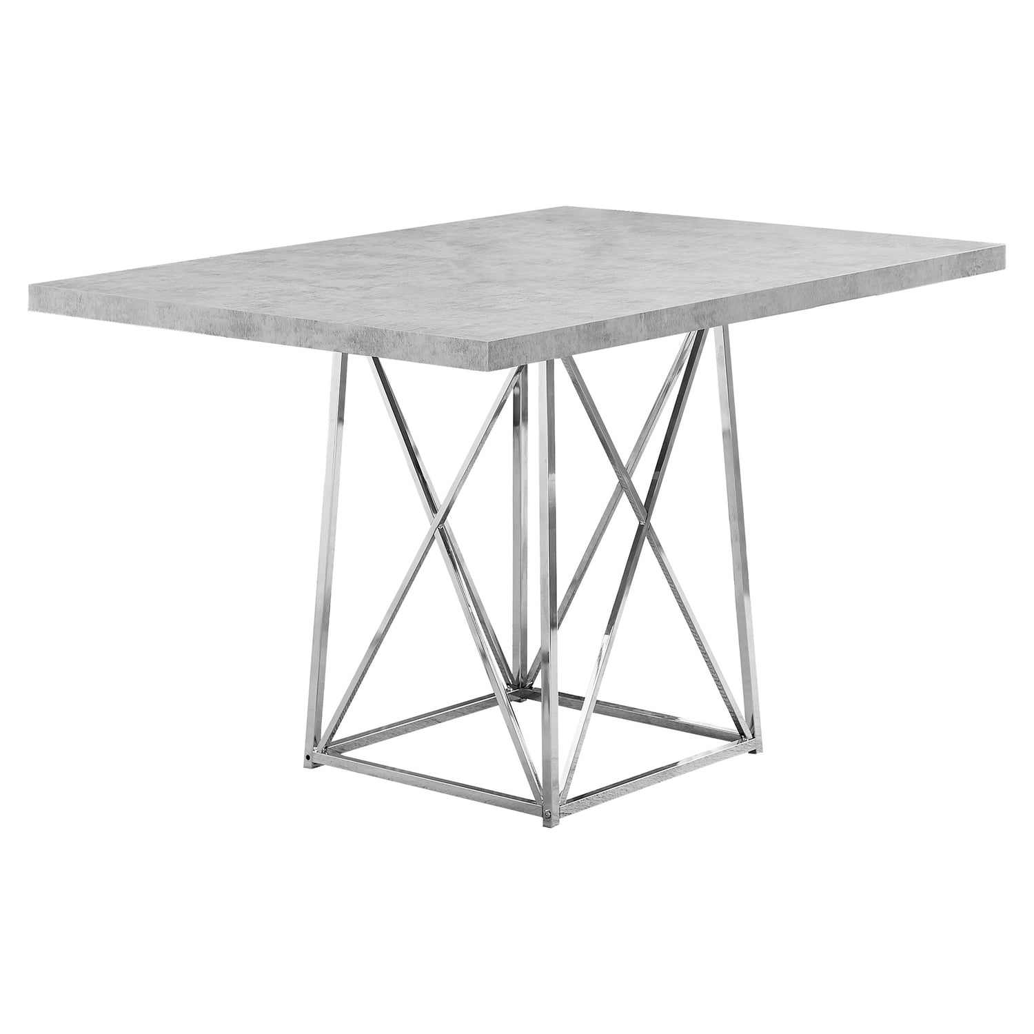 Contemporary 36" x 48" Grey Particle Board and Chrome Metal Dining Table
