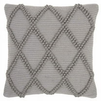 HomeRoots  Light Gray Textured Lattice Throw Pillow 18 x 18 in.