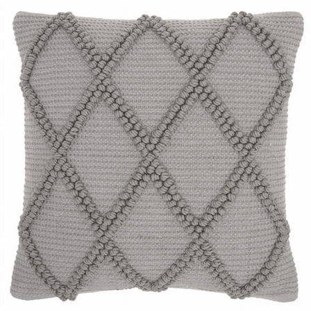 HomeRoots  Light Gray Textured Lattice Throw Pillow 18 x 18 in.