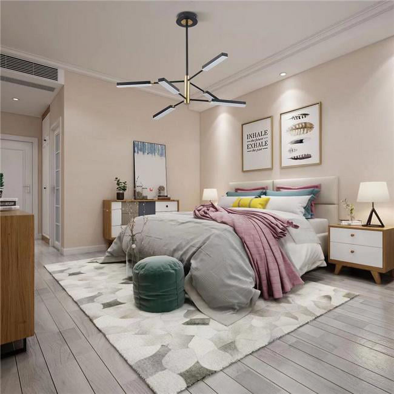 Asymmetric Sputnik Black and Gold LED Ceiling Light 35.4"