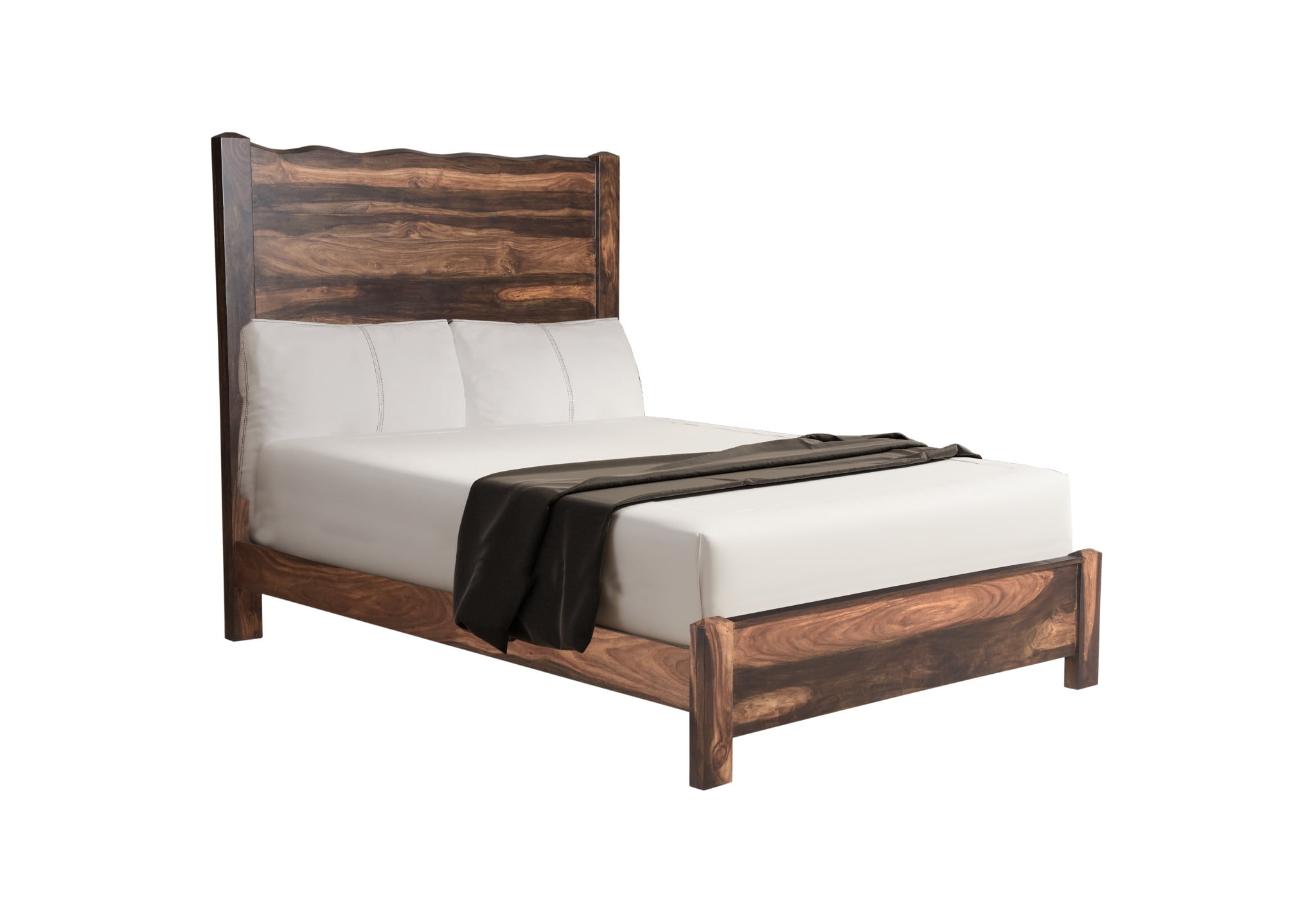 HomeRoots Live Edge Solid Wood Queen Dark Brown Bed