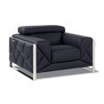 thumbnail image 1 of Mod Black Leather and Chrome Deco Accent Chair, 1 of 8