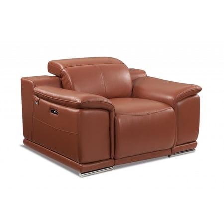 Mod Camel Brown Italian Leather Recliner Chair