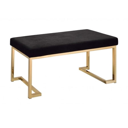 Bench in Black Fabric & Champagne - Black Mink Fabric, Metal Black Fabric & Champagne
