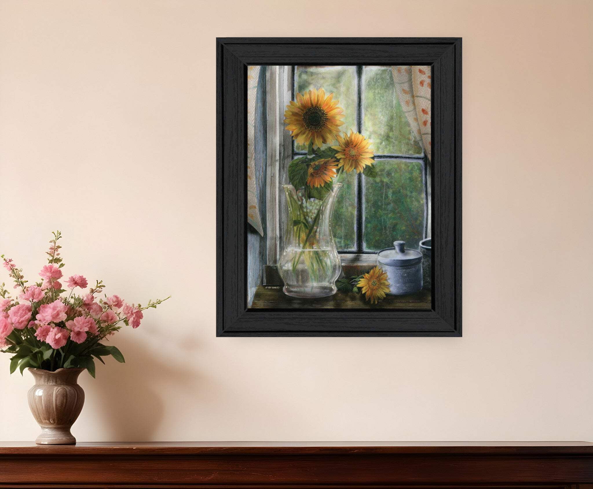 Morning Flower Black Framed Print Wall Art