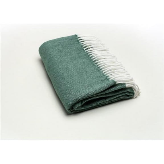 HomeRoots  Moss Green Soft Acrylic Herringbone Throw Blanket - 50in. x 60in.