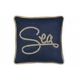 thumbnail image 1 of 17" X 17" Navy Blue And Brown Text Zippered Polyester And Burlap Blend Throw Pillow With Embroidery, 1 of 6