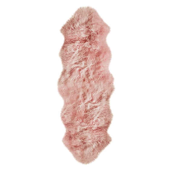 Contemporary Durable Double Sheepskin Area Rug - 24" x 72" x 2", Pink